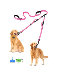Correa Doble para Perros PetBonus Rosa Grande Reflectante