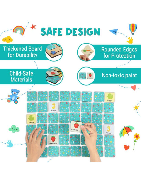 Juego de Memoria de Madera KidSweeties - 30x24.9cm - Niños 3-5 Años