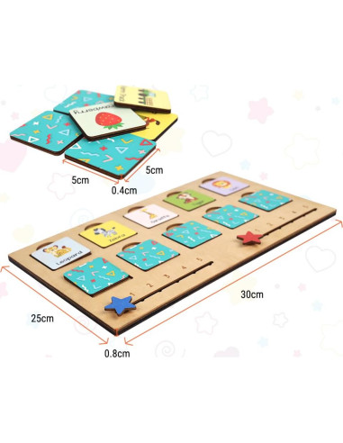 Juego de Memoria de Madera KidSweeties - 30x24.9cm - Niños 3-5 Años