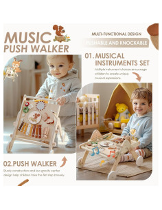 Andador Musical de Madera Promise Babe con Instrumentos 1-3 Años 2