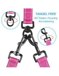 Correa Doble para Perros PetBonus Rosa Grande Reflectante 2