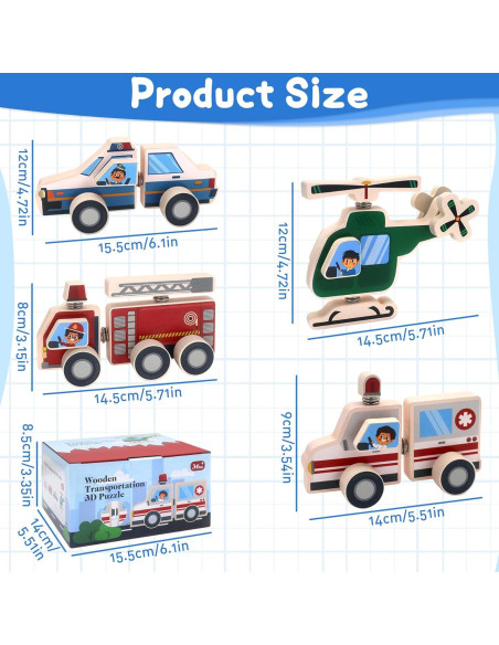 Juego de Rompecabezas 3D Vehículos de Emergencia SAYHALO Juego de Rompecabezas 3D Vehículos de Emergencia SAYHALO