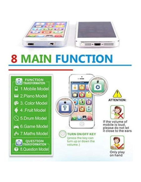 Juguete Teléfono Móvil Musical YOYOSTORE 8 Modos Aprendizaje