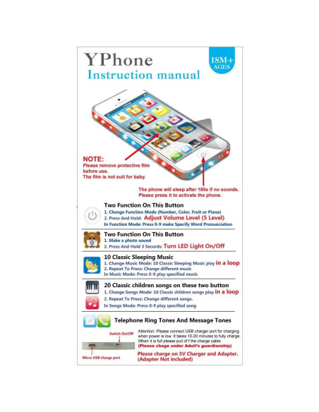 Juguete Teléfono Móvil Musical YOYOSTORE 8 Modos Aprendizaje