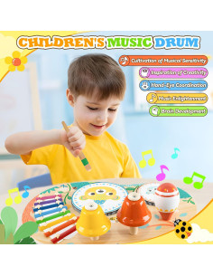 Juego de Batería Musical 7 en 1 Fullware para Bebés 1-3 Años 2