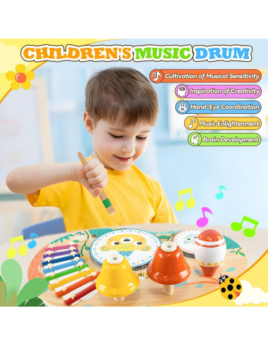 Juego de Batería Musical 7 en 1 Fullware para Bebés 1-3 Años