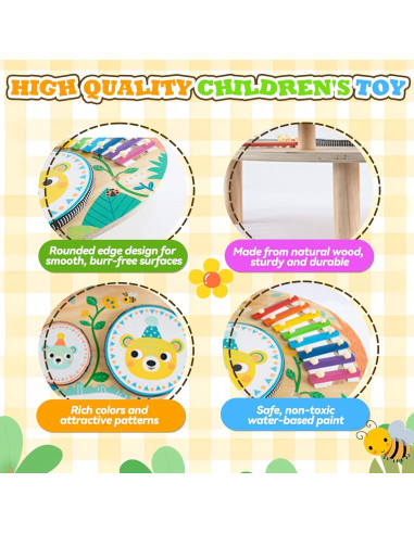 Juego de Batería Musical 7 en 1 Fullware para Bebés 1-3 Años