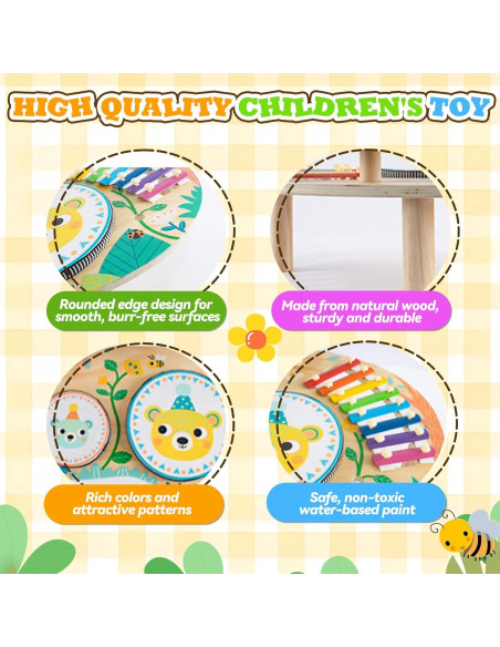 Juego de Batería Musical 7 en 1 Fullware para Bebés 1-3 Años