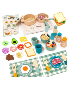 Juego de Cocina de Madera HAPGFS con Accesorios para Niños