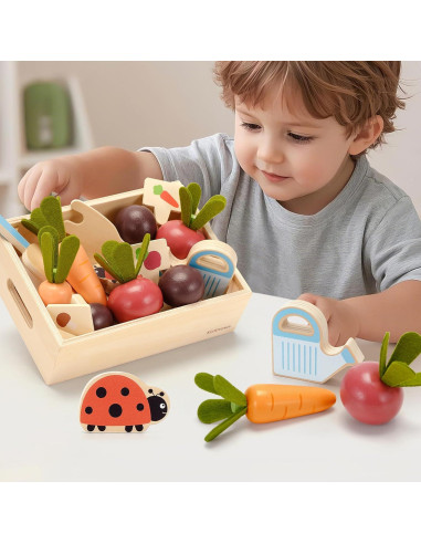 Juego de Jardinería Montessori KizKnows - 16 Piezas de Madera