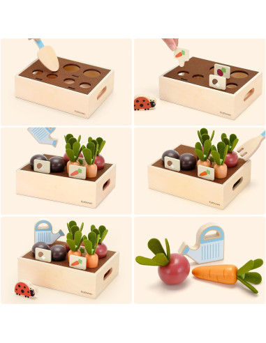 Juego de Jardinería Montessori KizKnows - 16 Piezas de Madera