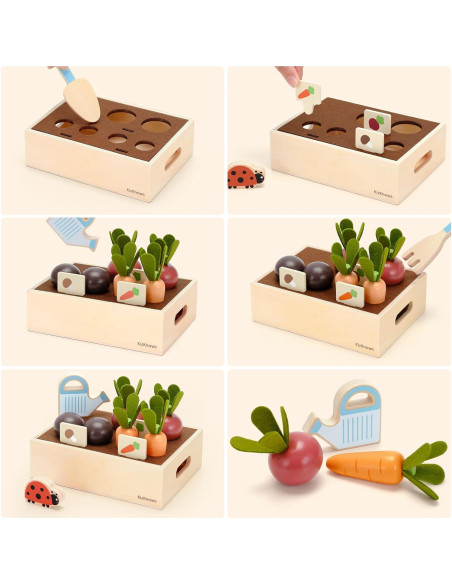 Juego de Jardinería Montessori KizKnows - 16 Piezas de Madera