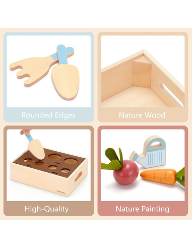 Juego de Jardinería Montessori KizKnows - 16 Piezas de Madera