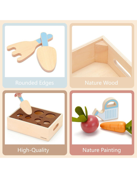 Juego de Jardinería Montessori KizKnows - 16 Piezas de Madera