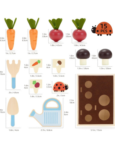 Juego de Jardinería Montessori KizKnows - 16 Piezas de Madera