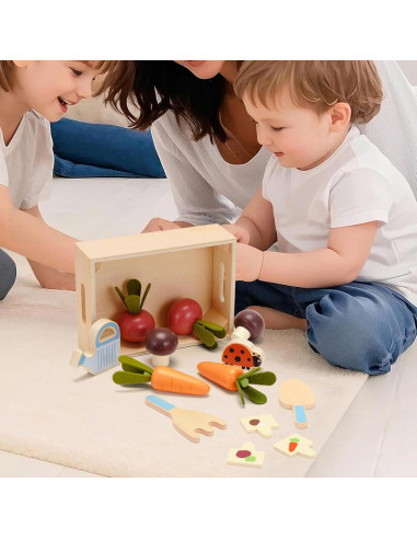 Juego de Jardinería Montessori KizKnows - 16 Piezas de Madera