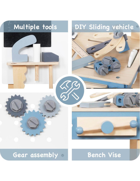 Banco de herramientas de madera TOUCH US 51 piezas para niños