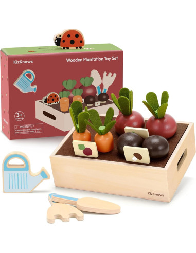 Juego de Jardinería Montessori KizKnows - 16 Piezas de Madera