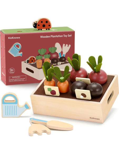 Juego de Jardinería Montessori KizKnows - 16 Piezas de Madera