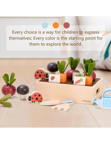 Juego de Jardinería Montessori KizKnows - 16 Piezas de Madera