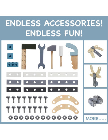 Banco de herramientas de madera TOUCH US 51 piezas para niños