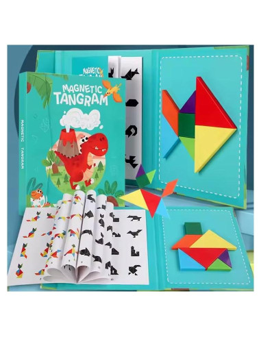 Rompecabezas Tangram Magnético Montessori Dinosaurios - Juguete Educativo 3 a 8 años