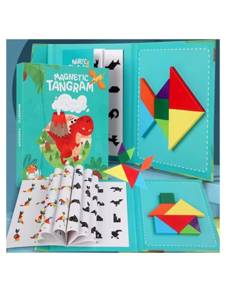 Rompecabezas Tangram Magnético Montessori Dinosaurios - Juguete Educativo 3 a 8 años