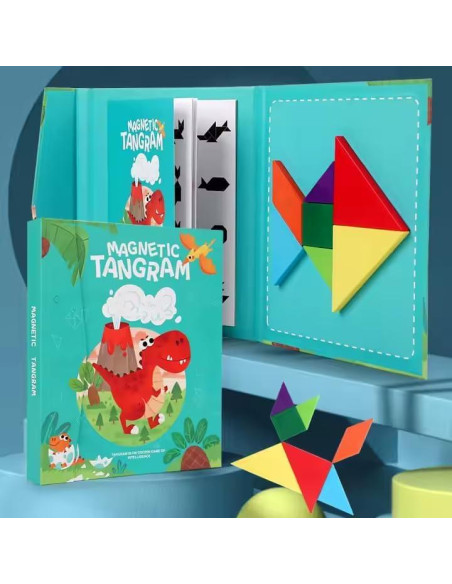 Rompecabezas Tangram Magnético Montessori Dinosaurios - Juguete Educativo 3 a 8 años