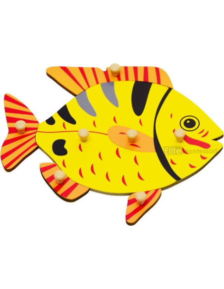 Rompecabezas de Pescado Montessori Elite 24x24 cm para Niños