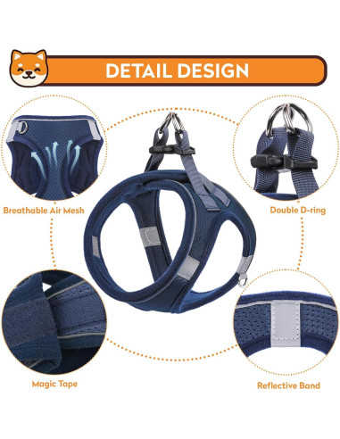 Arnés para Perro PWOD XL Azul Oscuro Acolchado y Reflectante