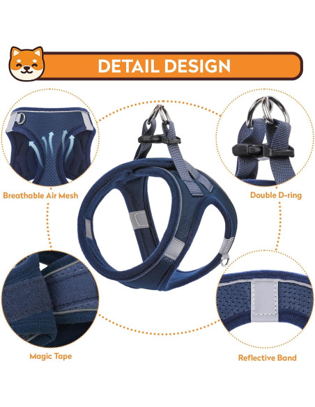 Arnés para Perro PWOD XL Azul Oscuro Acolchado y Reflectante