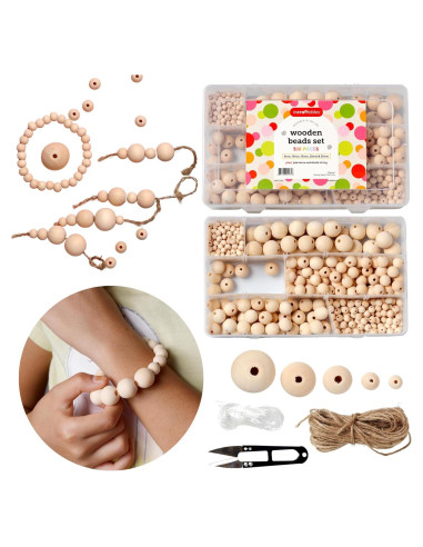Perlas de Madera Incraftables 530 Piezas para Manualidades