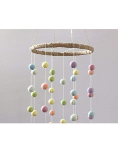 Móvil de Cielo Grande de Bolas de Fieltro Arcoíris - Decoración Infantil Hecho a Mano 2