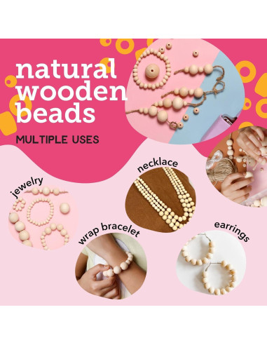Perlas de Madera Incraftables 530 Piezas para Manualidades