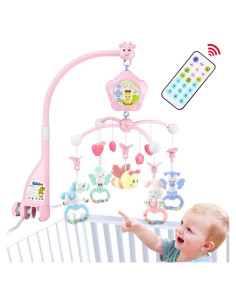 Móvil Musical para Cuna Caterbee Rosa-Abeja con Control Remoto
