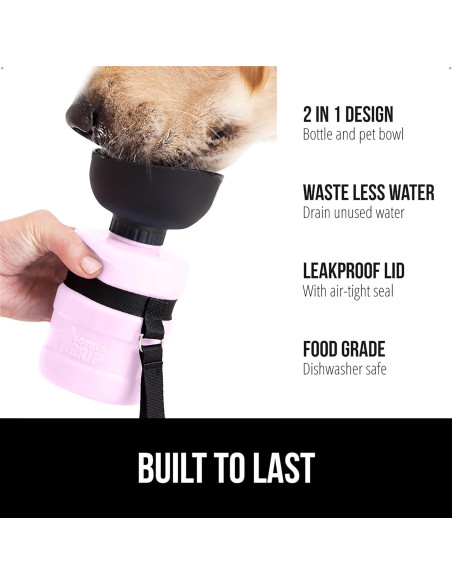 Botella de Agua para Perros GORILLA GRIP 473 ml Rosa