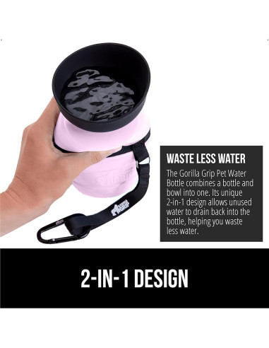 Botella de Agua para Perros GORILLA GRIP 473 ml Rosa