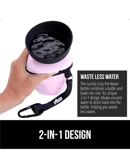 Botella de Agua para Perros GORILLA GRIP 473 ml Rosa