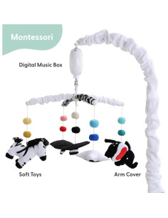 Móvil de Cuna Musical Peanutshell para Bebés - Alto Contraste 2