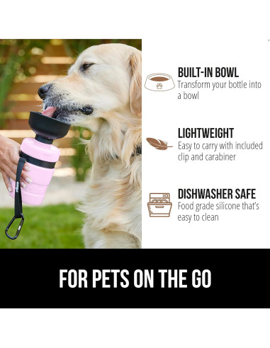 Botella de Agua para Perros GORILLA GRIP 473 ml Rosa