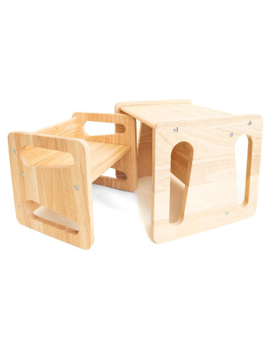 Mesa y Silla de Destete Montessori & Me - Madera Dura - 3 Alturas