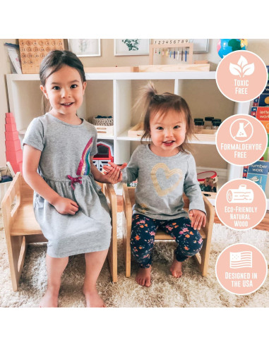 Mesa y Silla de Destete Montessori & Me - Madera Dura - 3 Alturas