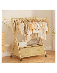 Perchero Rodante para Niños Amazer de Bambú 88x52cm