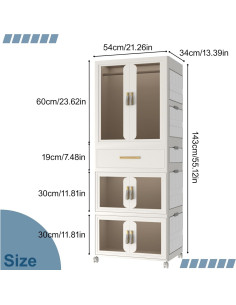 Armario Infantil Plegable XIMSPHY Blanco 54x34x140 cm 2
