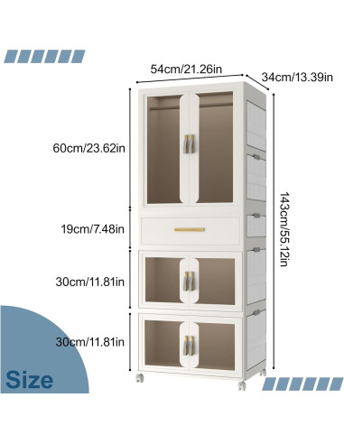Armario Infantil Plegable XIMSPHY Blanco 54x34x140 cm