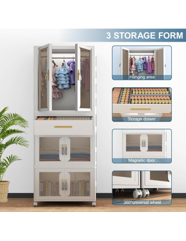 Armario Infantil Plegable XIMSPHY Blanco 54x34x140 cm