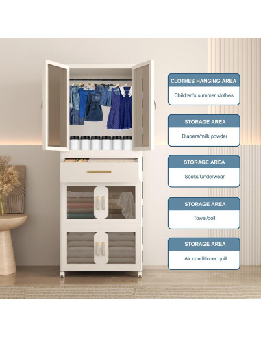 Armario Infantil Plegable XIMSPHY Blanco 54x34x140 cm