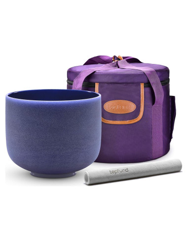 Cuenco de Canto de Cristal TOPFUND 20 cm Índigo 440 Hz con Funda