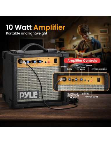 Kit de guitarra eléctrica para niños Pyle PEGKT30 con amplificador 10W
