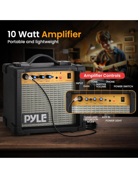 Kit de guitarra eléctrica para niños Pyle PEGKT30 con amplificador 10W